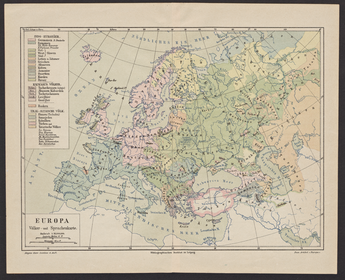 Meyers. Europa Völker und Sprachenkarte. 1900