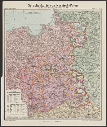 Perthes, J. Sprachenkarte von Russisch-Polen nach der Ersten Russische Volkszahlung von 1897.  1914