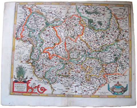 Germany Antique Original Mercator Map Braunswyck et Meydbu Deutschland Landkarte