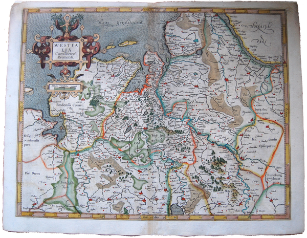 Germany Antique Original Mercator Map Westfalia Bremen Deutschland Landkarte