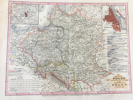 Die Republik Polen nach ihrem Bestande im Jahre 1772 und das Konigreich Polen seit dem Jahre 1815. Meyer's Zeitungs-Atlas.