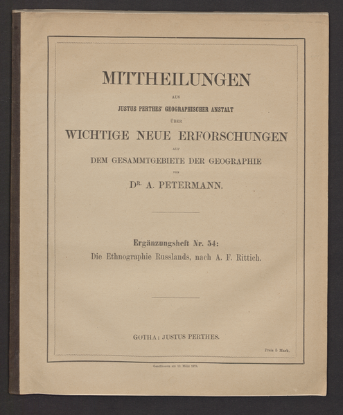 Rittich, A. F. Die Ethnographie Russland's. 1878