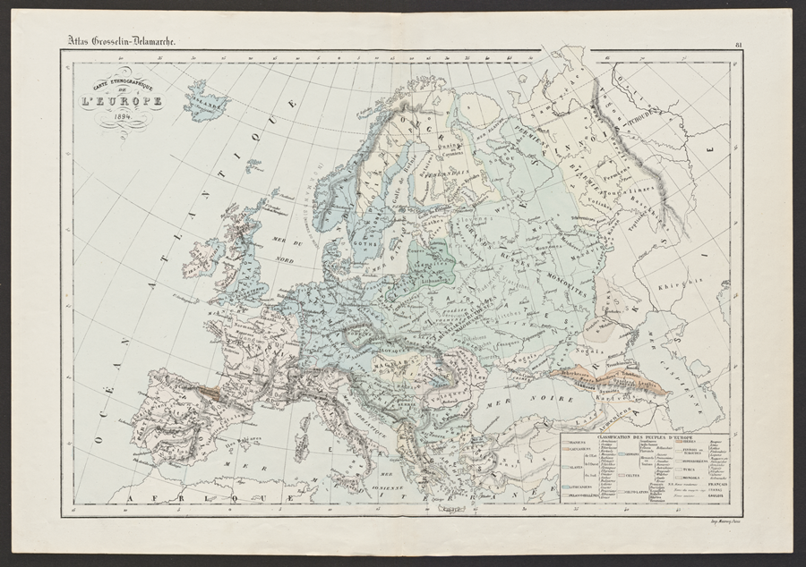 Carte ethnographique de Europe. Atlas Grosselin-Delamarche. 1894