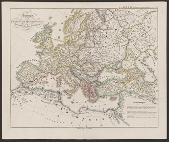 Europa nach Völker und Sprachgraenzen. Ethnographisches Bild des Welttheiles. Spruner. 1846