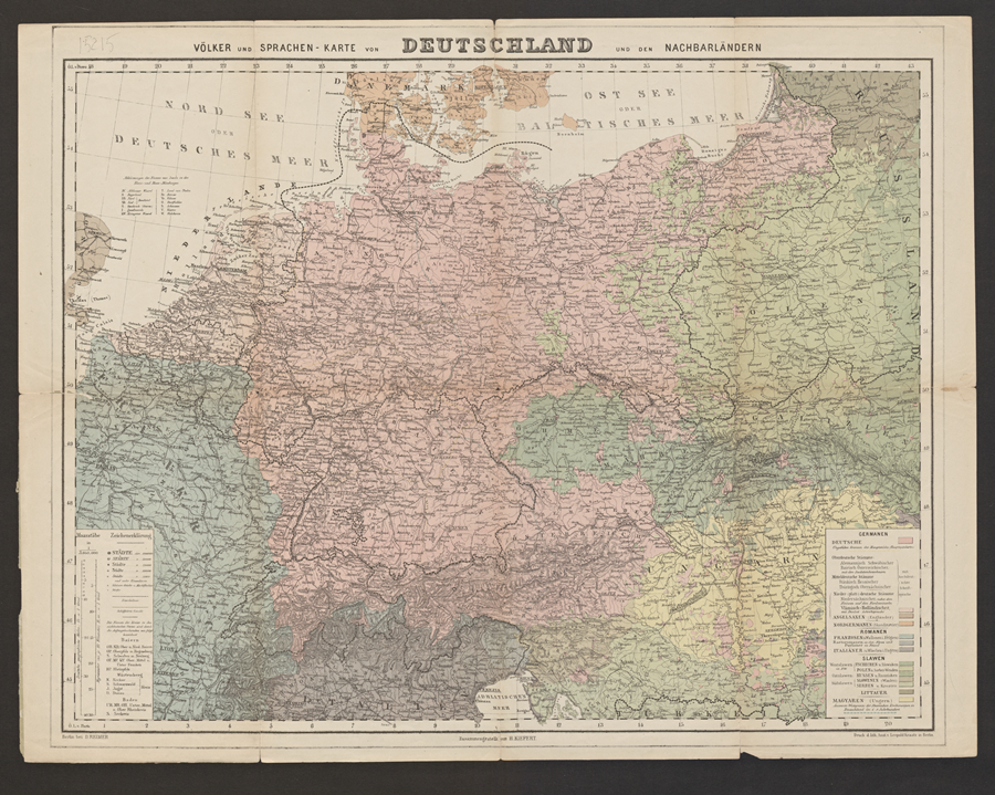 Kiepert, H., Reimer ,D. Volker und Sprachen-Karte von Deutschland und den nachbarlandern. 1867