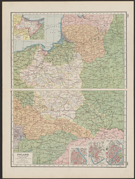 Harmsworth Hammerton Map. Poland. 1914