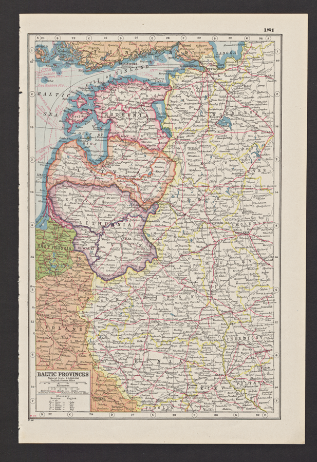 Baltic Provinces. Harmsworth's new Atlas. 1920