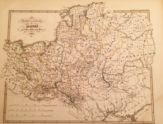 Die Volker und Reiche der Slaven zwischen Elbe und Don bis 1125. K.v. Spruner. 1846