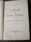 Rivas, C.C. La Lituanie Sous Le Joug Allemand 1915-1918. Lausanne, Librairie centrale des nationalités.  1918