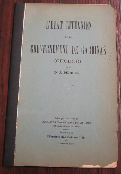 Purickis, J. L'etat lituanien et le gouvernement de Gardinas (Grodno). Lausanne. 1918
