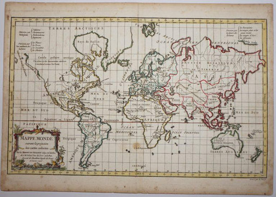 Mappe Monde suivant la projection des cartes reduites