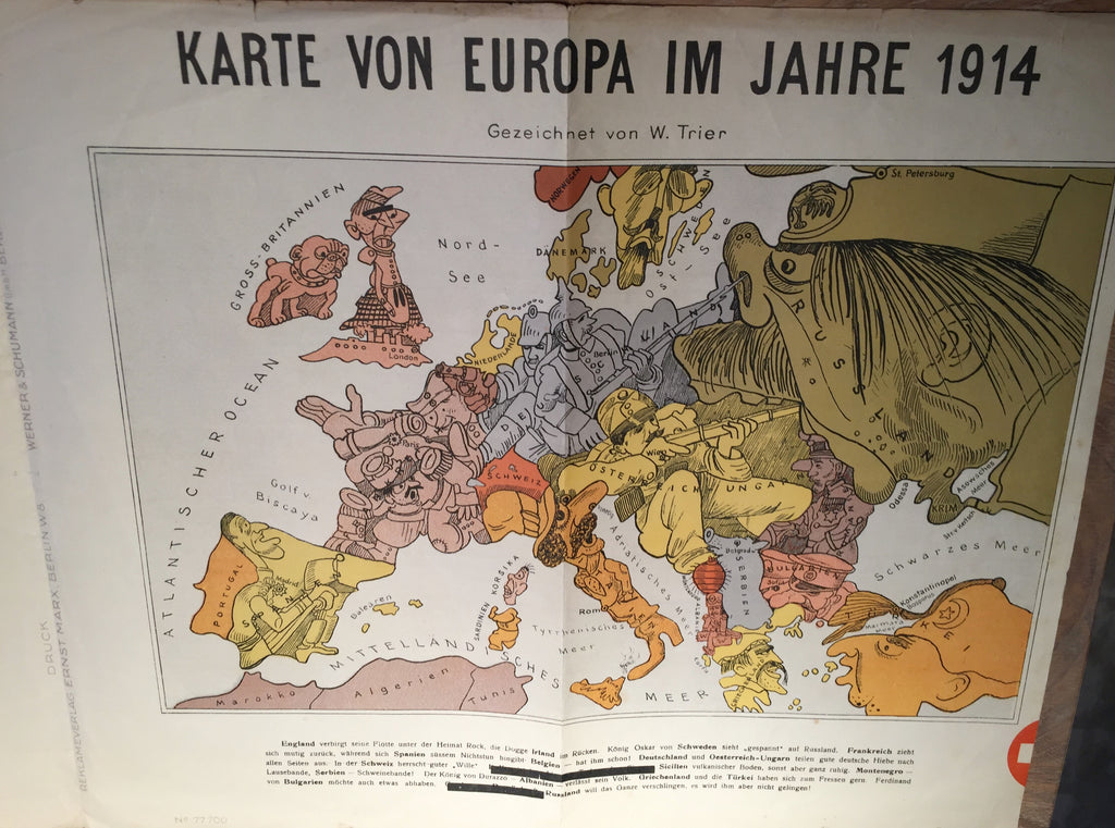 WALTER TRIER.  Karte von Europa im Jahre 1914