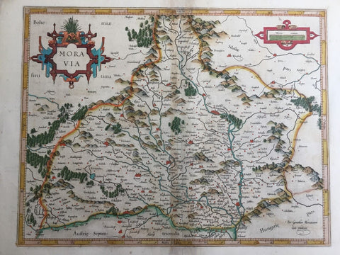 Moravia Antique Original Mercator Map Czech Bohemia Poland Hungary