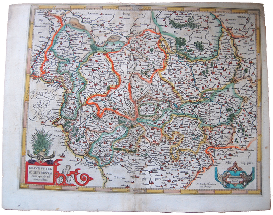 Germany Antique Original Mercator Map Braunswyck et Meydbu Deutschland Landkarte