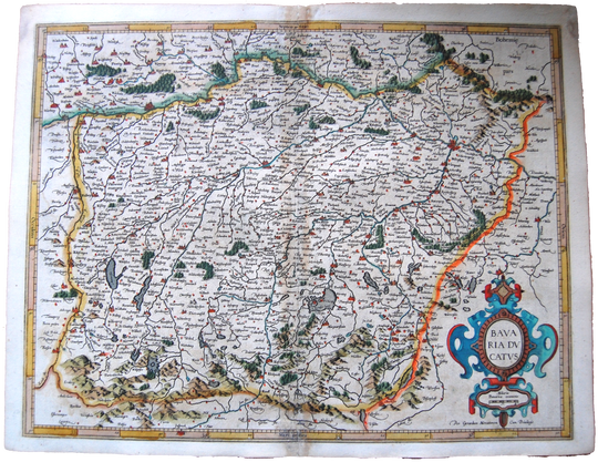 Germany Antique Original Mercator Map Bavaria ducatus Deutschland Landkarte