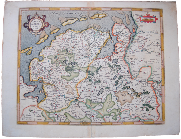 Germany Saxony Antique Original Mercator Map Emden & Olden Deutschland Landkarte