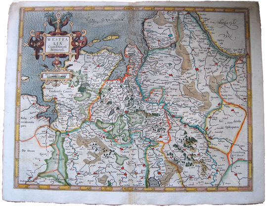 Germany Antique Original Mercator Map Westfalia Bremen Deutschland Landkarte