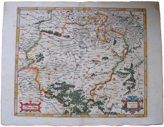 Germany Antique Original Mercator Map Thuringia Deutschland Landkarte