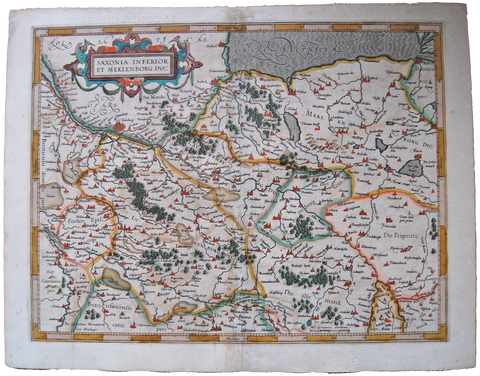 Germany Antique Original Mercator Map Saxonia Meklenburg Deutschland Landkarte