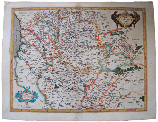 Antique Original Mercator Map Artesia Flanders France