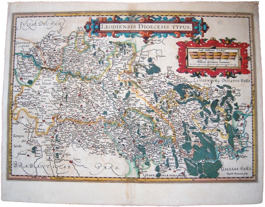 Belgium Antique Original Mercator Map Landkarte Leodiensis Dioecesis