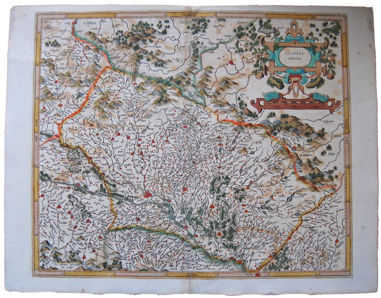 Antique Original Mercator France Map Landkarte Alsatia inferior Alsace