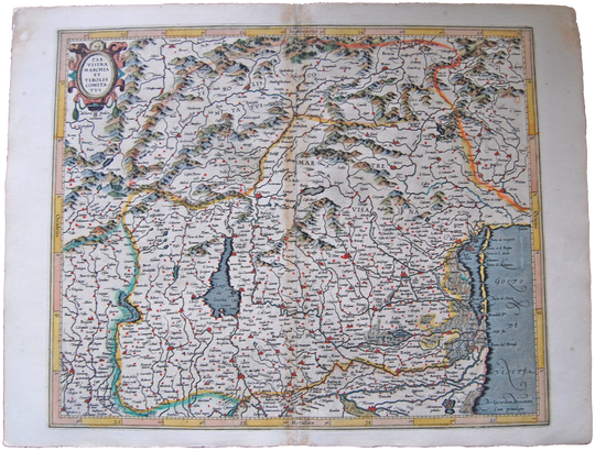 Italy Antique Original Mercator Map Italia Lombardy Tyrol Tirol Lombardia