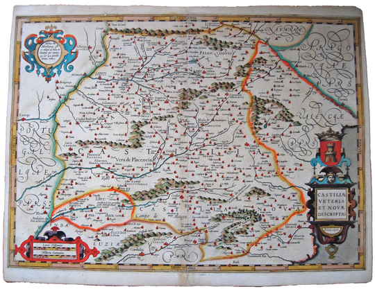 Spain Antique Original Mercator Map Espana Castilia Madrid Toledo